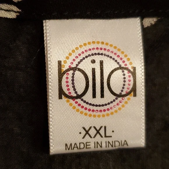 NWOT Bila Women's Boho Style Black & White Floral Sheer Top  Size XXL - Picture 9 of 10